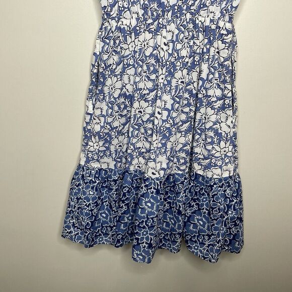 J.CREW Dress Women 2 Blue Floral Above Knee NEW Ruffle Trim Pockets CA214 - Picture 11 of 15